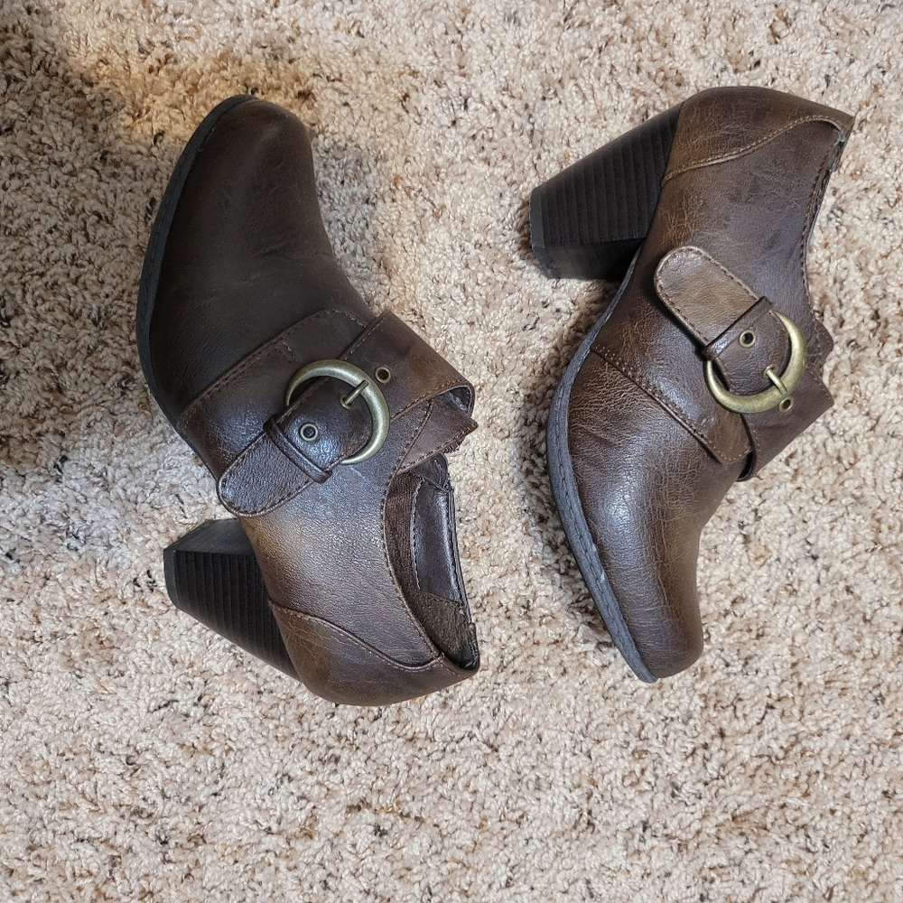 Tampa brown buckle ankle boots.